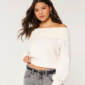 Hollister Cream Off-Shoulder Sweater